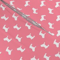 pug silhouette - dog silhouette fabric flamingo pink