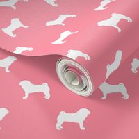 pug silhouette - dog silhouette fabric flamingo pink