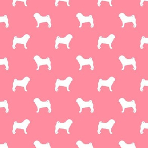 pug silhouette - dog silhouette fabric flamingo pink