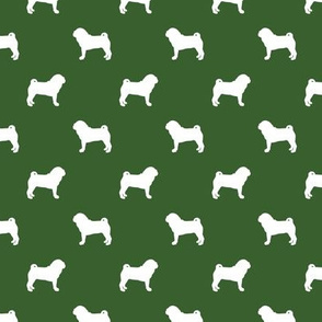 pug silhouette - dog silhouette fabric garden green