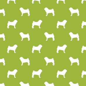 pug silhouette - dog silhouette fabric lime green