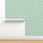 pug silhouette - dog silhouette fabric mint green