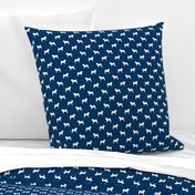 pug silhouette - dog silhouette fabric navy