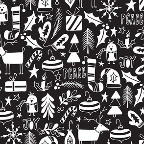 Peace & Joy Christmas - Black & White