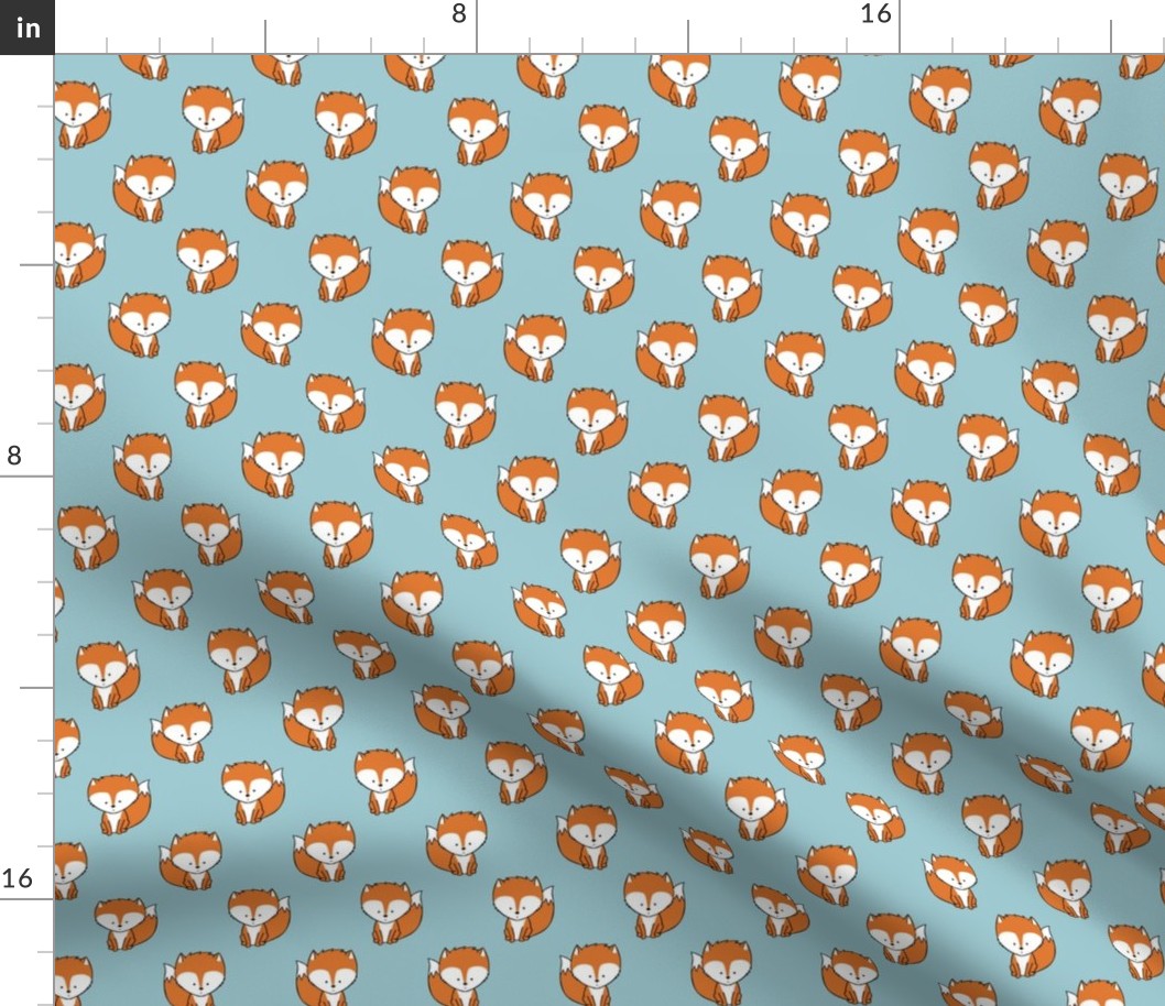 baby fox (small scale) || orange on blue