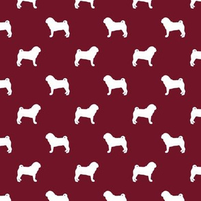 pug silhouette - dog silhouette fabric ruby red