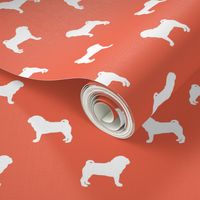 pug silhouette - dog silhouette fabric scarlet