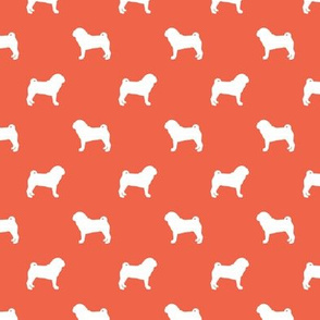 pug silhouette - dog silhouette fabric scarlet