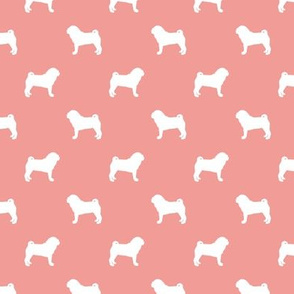 pug silhouette - dog silhouette fabric sweet pink