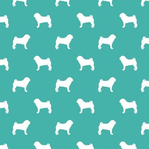 pug silhouette - dog silhouette fabric turquoise