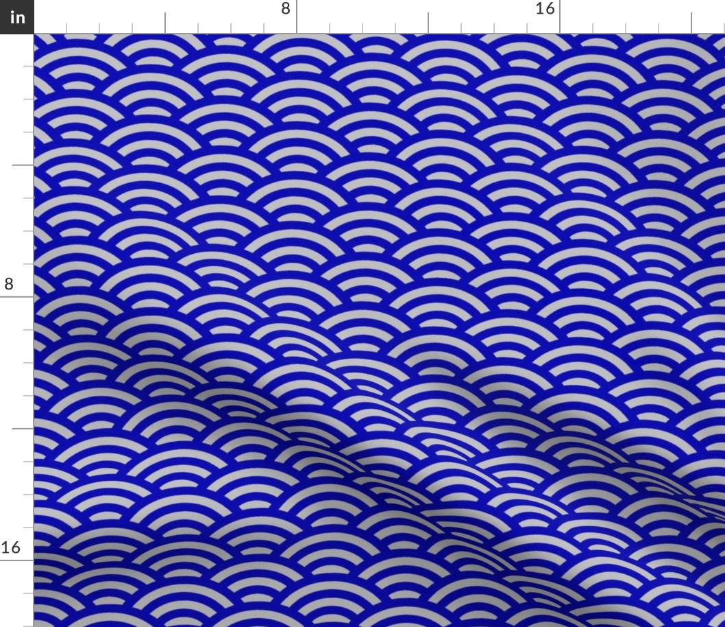 Japanese waves in cobalt blue and silver