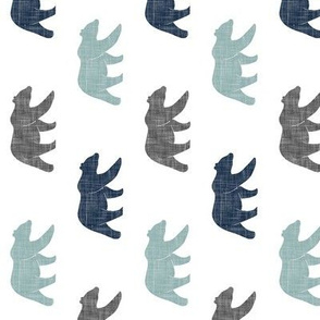 multi bear (small scale) (90)  || navy, dusty blue, and grey
