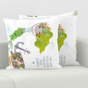 2 - 17" pillows & 1 - 36" Pillow / MINKY FABRIC / Green Mermaid with Quote