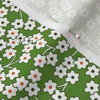 Flour sack: white poppies on green