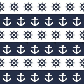 Ship Wheels and Anchors // Navy & White
