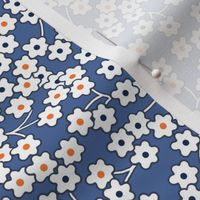 Flour sack: white poppies on blue