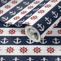 Ship Wheels & Anchors  // Nautical Red, Navy, & White