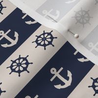 Ship Wheels & Anchors  // Navy & Tan