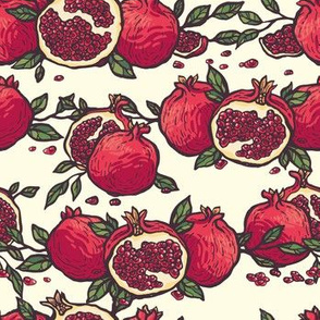 Decorative Pomegranates On White