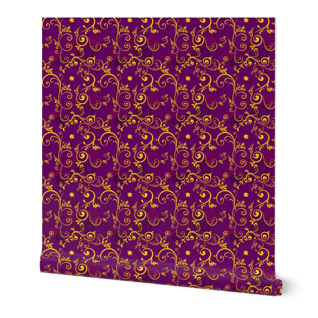 Gold Vine On Purple Steampunk