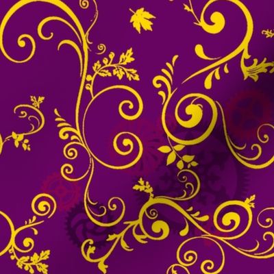 Gold Vine On Purple Steampunk