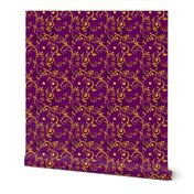 Gold Vine On Purple Steampunk