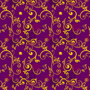 Gold Vine On Purple Steampunk