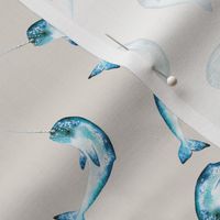 Narwhal Ditsy, Neutral Background
