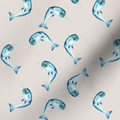 Narwhal Ditsy, Neutral Background