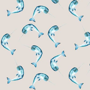 Narwhal Ditsy, Neutral Background