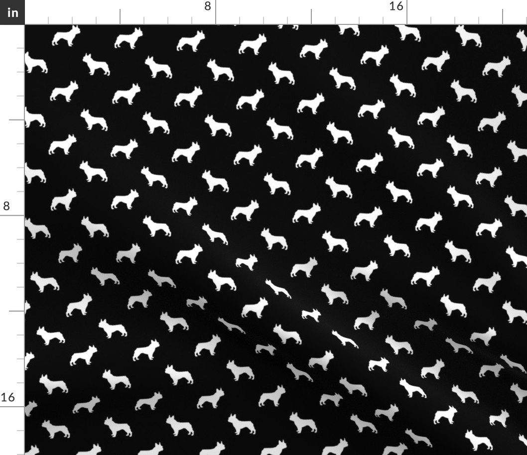 boston terrier silhouette fabric dog silhouette design - black