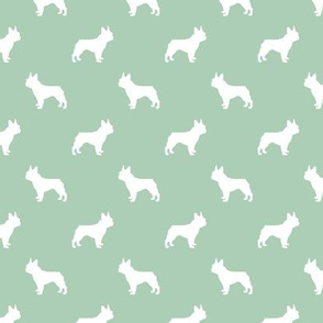 boston terrier silhouette fabric dog silhouette design - mint green