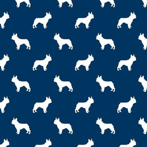 boston terrier silhouette fabric dog silhouette design - navy 