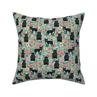 french bulldog floral fabric - black frenchie fabric