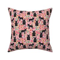 french bulldog floral fabric - black frenchie fabric
