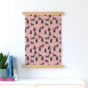 french bulldog floral fabric - black frenchie fabric