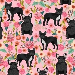 french bulldog floral fabric - black frenchie fabric