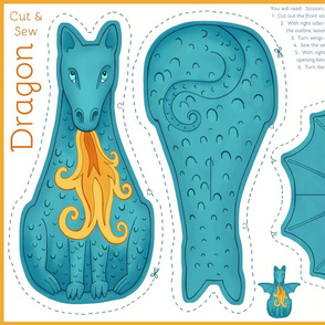 Dragon Cut and Sew Plushie - Blue