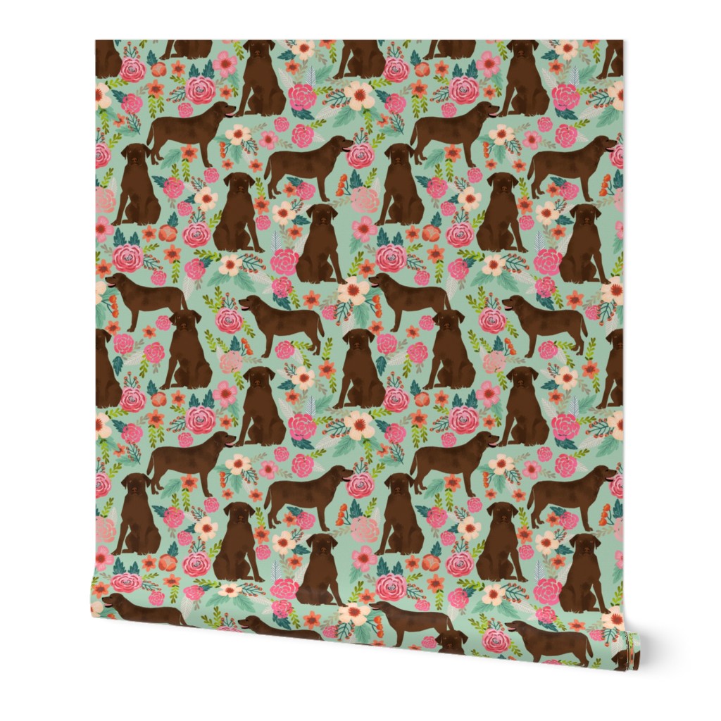 chocolate lab florals fabric labrador retriever floral fabric