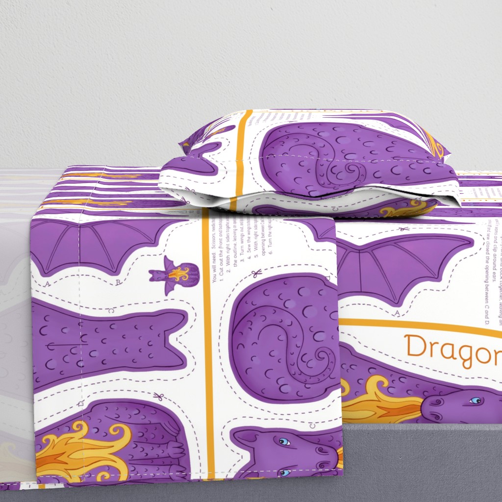 Dragon Cut and Sew Plushie - Purple