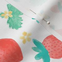 Watercolor Summer Strawberries