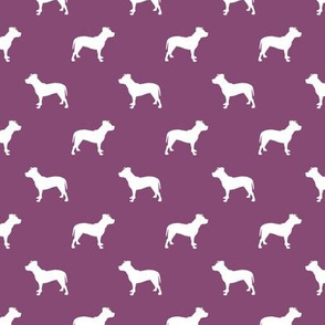 pitbull silhouette fabric dog dogs fabric - amethyst