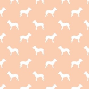 pitbull silhouette fabric dog dogs fabric - apricot