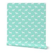 pitbull silhouette fabric dog dogs fabric - aqua