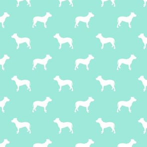 pitbull silhouette fabric dog dogs fabric - aqua