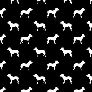 pitbull silhouette fabric dog dogs fabric - black