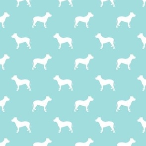 pitbull silhouette fabric dog dogs fabric - blue tint