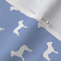 pitbull silhouette fabric dog dogs fabric - cerulean