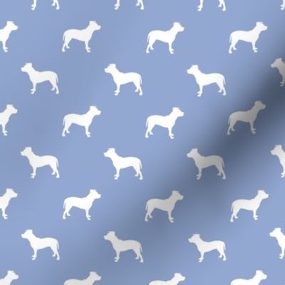 pitbull silhouette fabric dog dogs fabric - cerulean