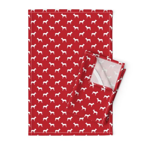 pitbull silhouette fabric dog dogs fabric - fire red